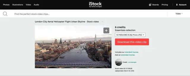 iStock Video Selection Page