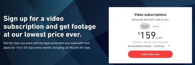 Shutterstock Video Subscription banner