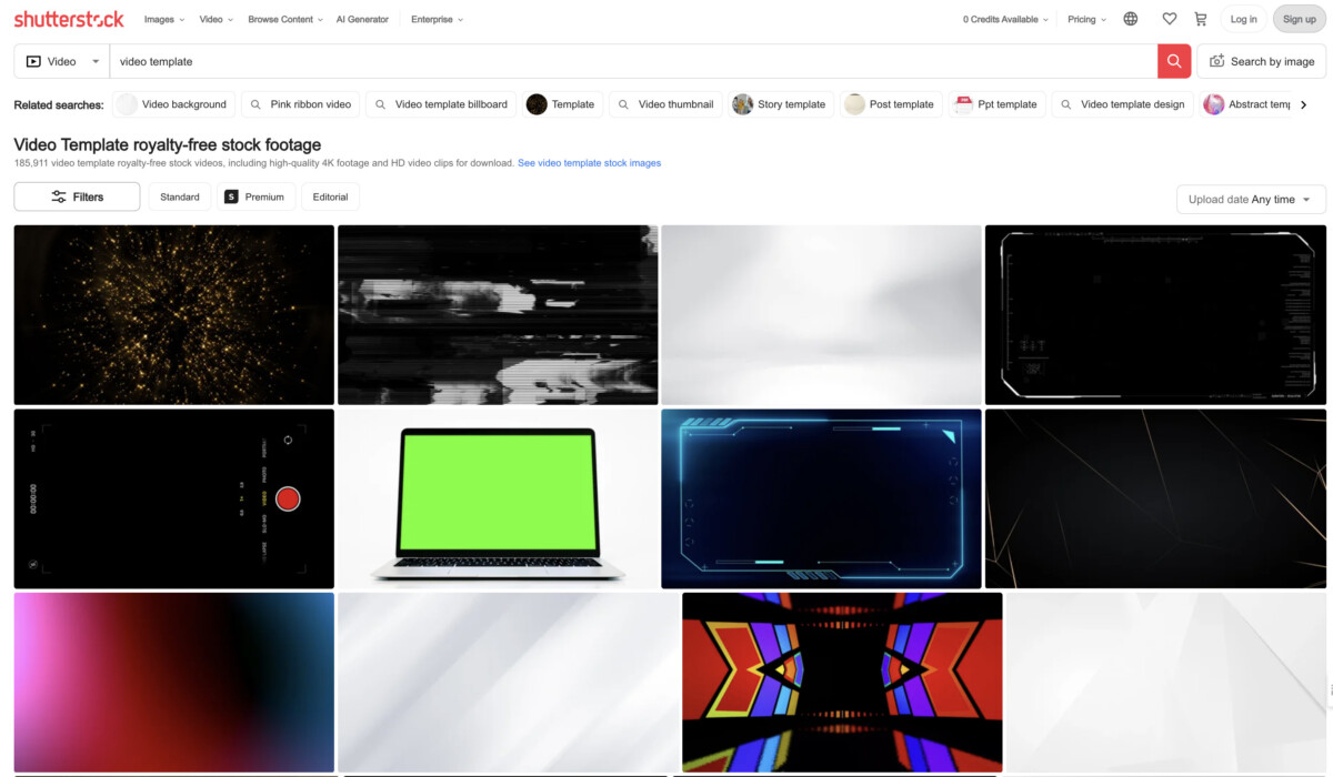 Editable Video Templates: Empower Creativity at a Low Cost 9 shutterstock.com, screenshot showing stock video templates from Shutterstock