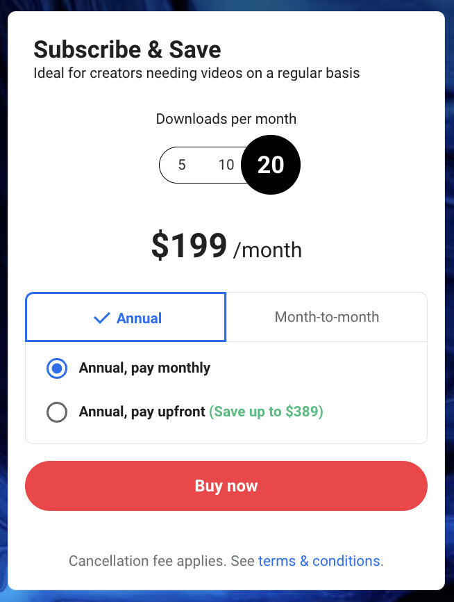 shutterstock video pricing subscriptions 