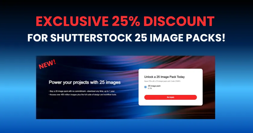 shutterstock exclusive discount for 25 image packs