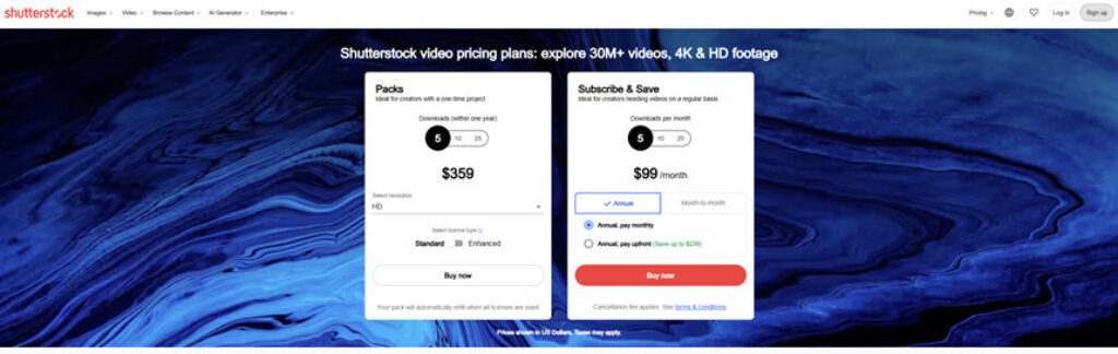 Shutterstock Video Pricing
