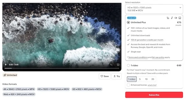 shutterstock video quality