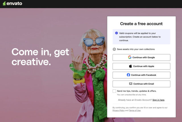 Unlocking Savings on Envato Your Guide to Referral Codes and Discounts 3 envato-sign-up-screen