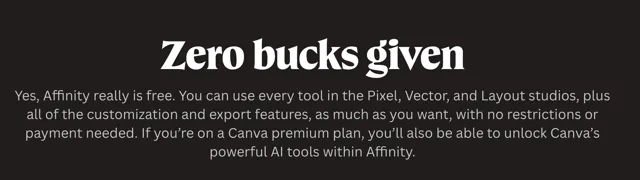 affinity by canva free cost