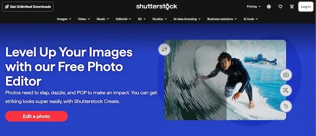 shutterstock photo editor website