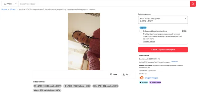 ugc styled video shutterstock