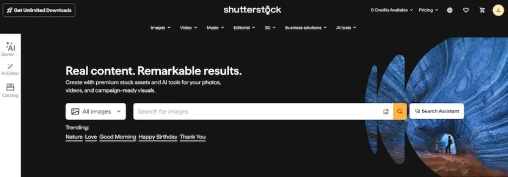 Why Commercial-Ready Visuals Are Becoming Essential in AI-Driven Marketing 6 Main Website of Shutterstock